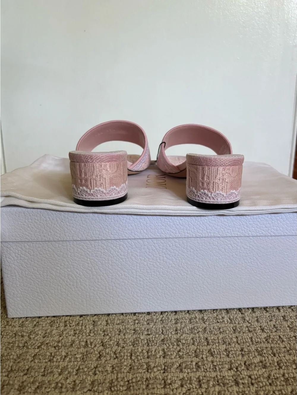 Dior Blush Pink Embroidered Slide Mules - Picture 5 of 7